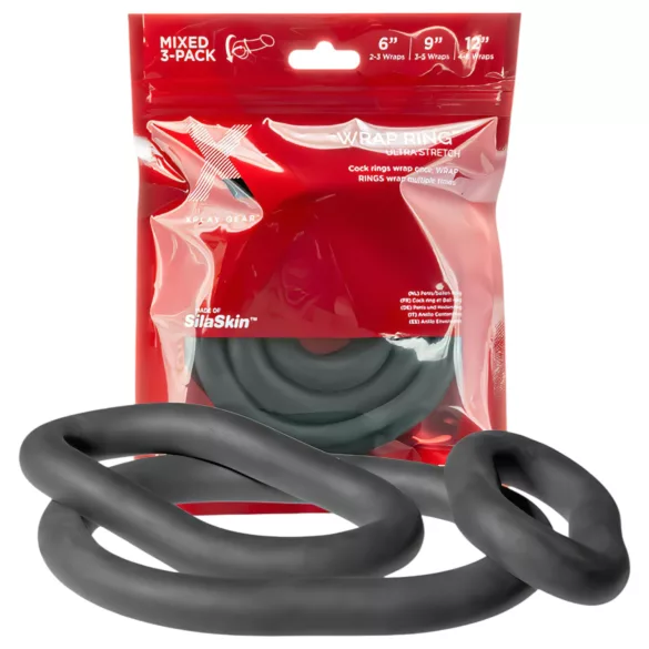 Perfect Fit - set inele pentru penis groase - silicon negru (3 bucăți)