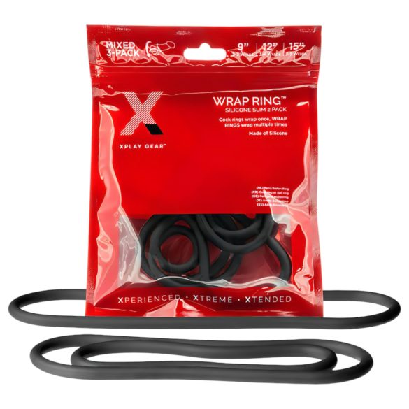 Set Perfect Fit Slim Wrap - inel subțire pentru penis - negru (3 bucăți)