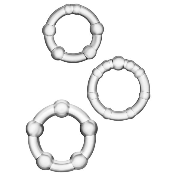 Stay Hard - set inele pentru penis - 3 bucăți - transparent