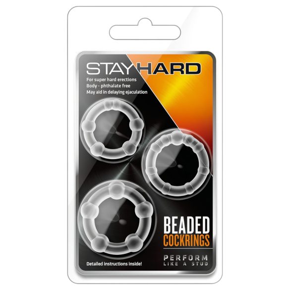 Stay Hard - set inele pentru penis - 3 bucăți - transparent