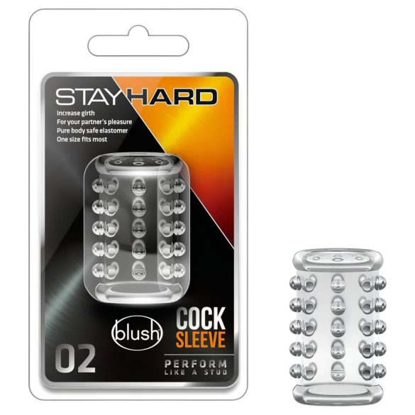 Stay Hard - inel pentru penis cu textură punctată - transparent