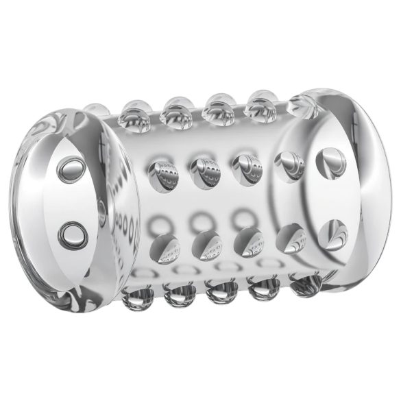 Stay Hard - inel pentru penis cu textură punctată - transparent