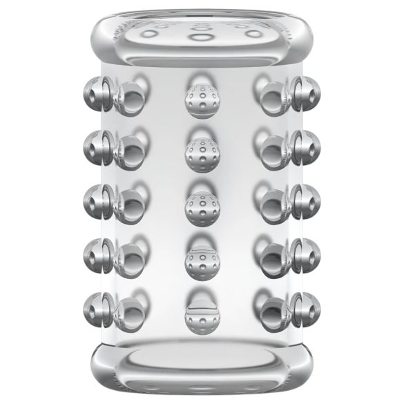 Stay Hard - inel pentru penis cu textură punctată - transparent