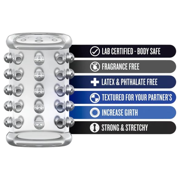 Stay Hard - inel pentru penis cu textură punctată - transparent