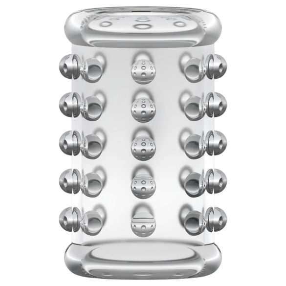 Stay Hard - inel pentru penis cu textură punctată - transparent