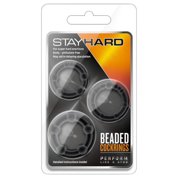 Stay Hard - set inele pentru penis - silicon negru