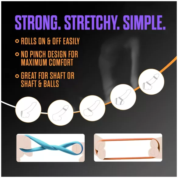 King of the Ring - set inele pentru penis - silicon colorat (6 bucăți)