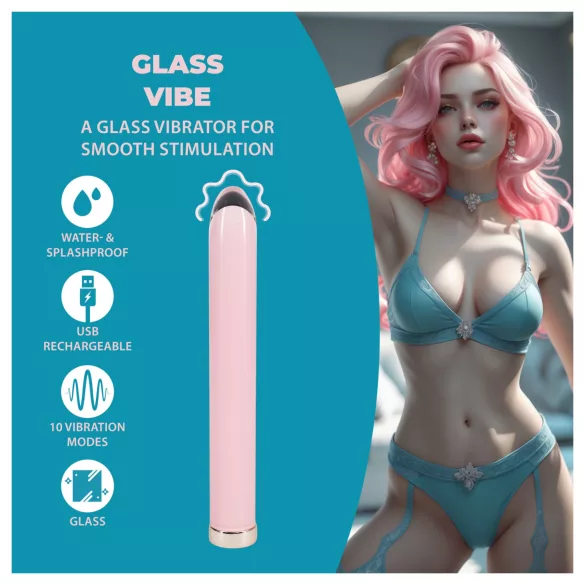 Loveline - vibrator drept din sticlă (roz)