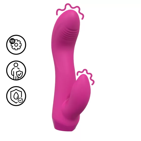 Loveline - mini vibrator curbat cu iepuraș (roz)