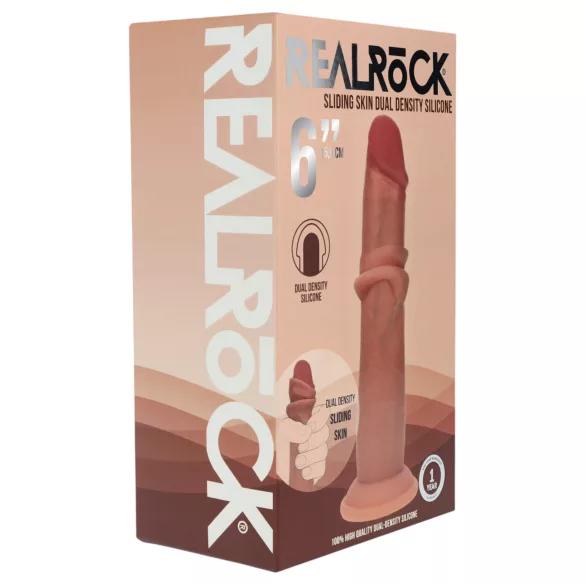 RealRock - dildo realist cu densitate dublă (bronzat) - 15,5 cm