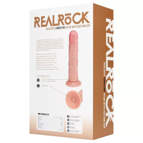 RealRock - vibrator realist cu ventuză (natural, 20,5 cm)