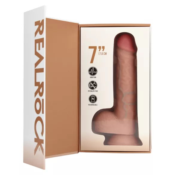 RealRock - vibrator cu ventuză - realist - culoare naturală 18cm