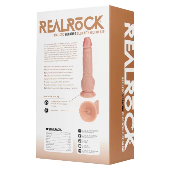 RealRock - vibrator cu ventuză - realist - culoare naturală 18cm