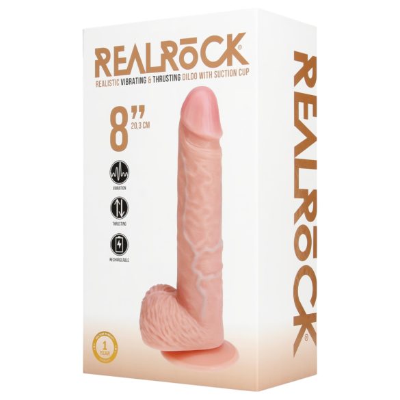 RealRock - vibrator cu ventuză și funcție de împingere - culoare naturală 20,5cm