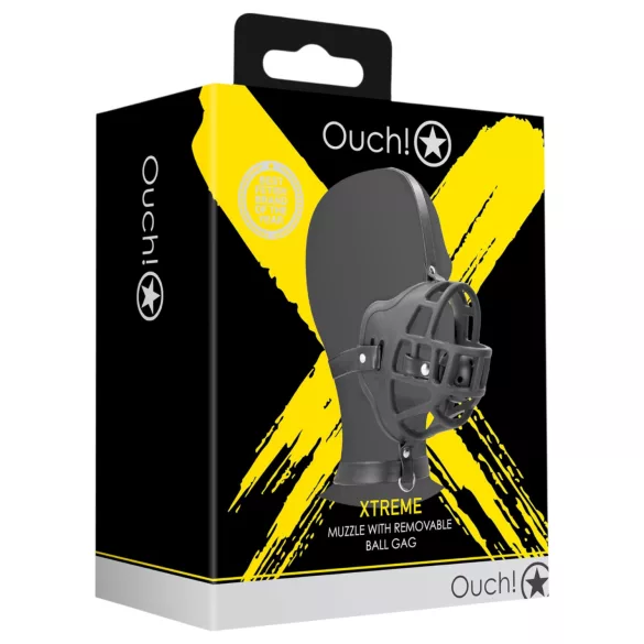 Ouch! - mască pentru gură cu dopuri bucale integrate - negru