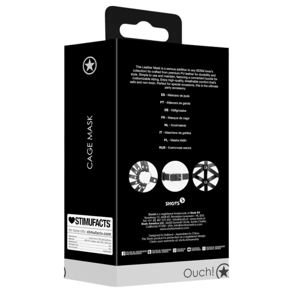 Ouch! - mască tip cușcă - piele ecologică - negru