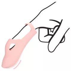 Loveline - vibrator pentru deget cu textură - silicon roz