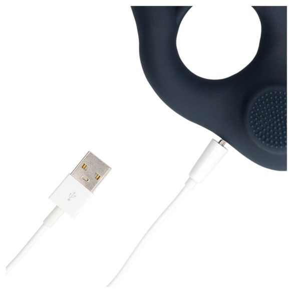 Loveline - inel pentru penis cu vibrații și stimulare clitoridiană - gri