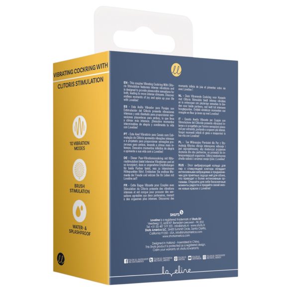 Loveline - inel pentru penis cu vibrații și stimulare clitoridiană - gri