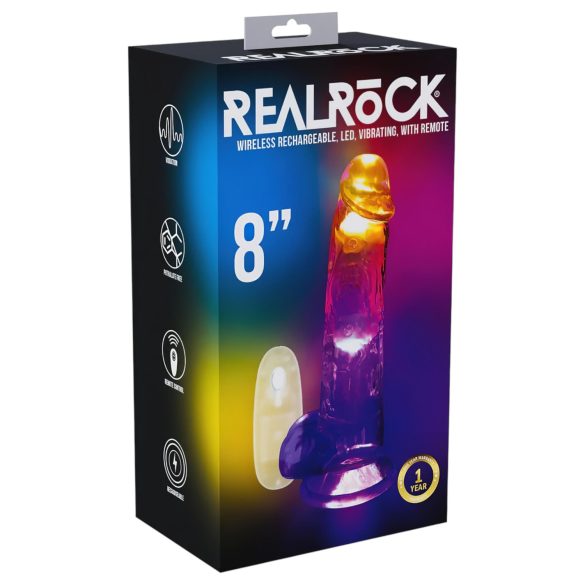 REALROCK - vibrator cu testicule - luminos - 20cm
