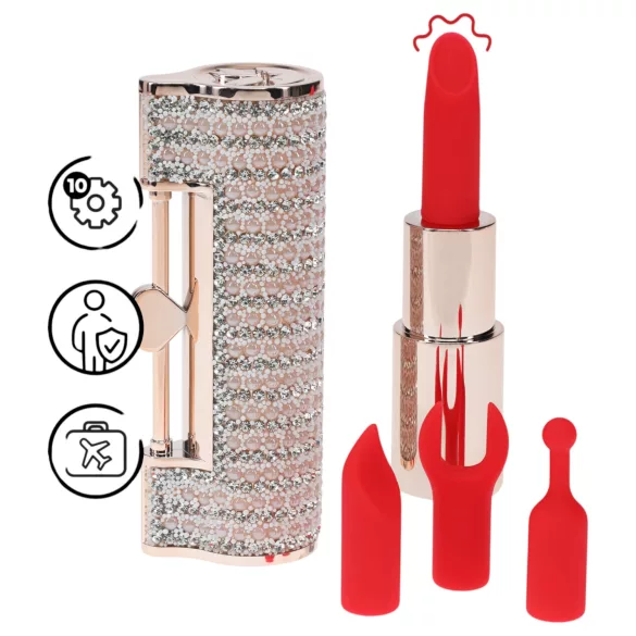 Loveline Angel - vibrator tip ruj cu 4 accesorii (roz)