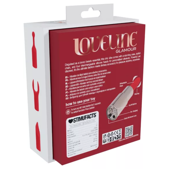 Loveline Angel - vibrator tip ruj cu 4 accesorii (roz)