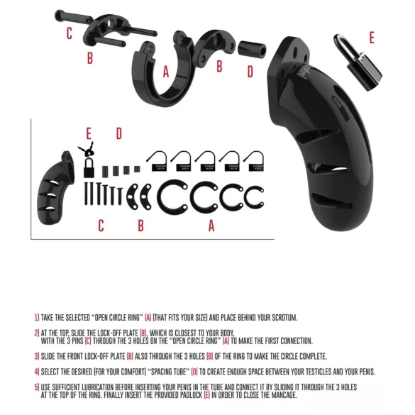ManCage Model 06 - cușcă peniană pentru bărbați (negru) - 14 cm