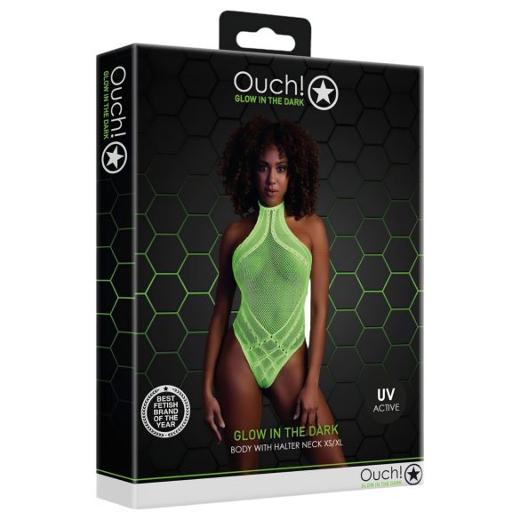 Ouch! - body sexy cu bretele fosforescent - neon verde