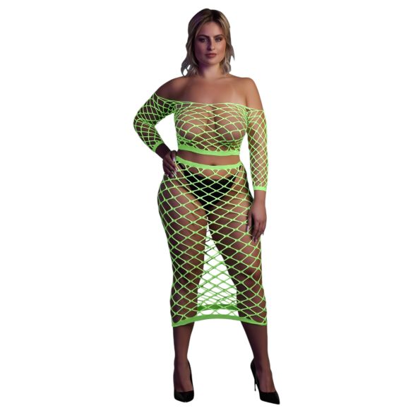 Ouch! - set fustă și top fosforescent - neon verde