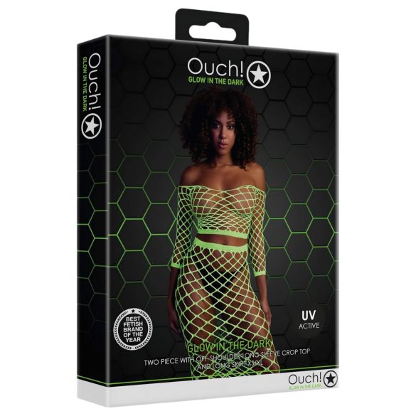Ouch! - set fustă și top fosforescent - neon verde