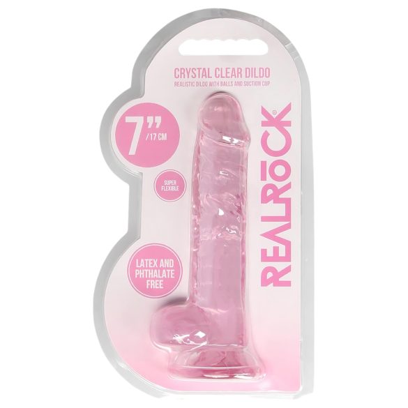 REALROCK - dildo realistic transparent - roz (17cm)