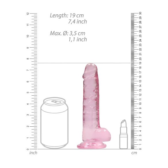 RealRock - dildo realist transparent - roz - 17cm