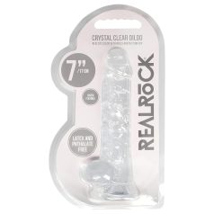 REALROCK - dildo realist din sticlă, transparent, 17 cm