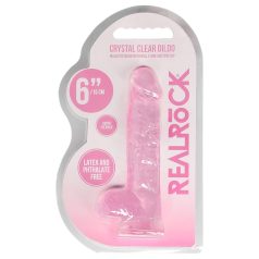 REALROCK - dildo realist din plexiglas, roz (15 cm)