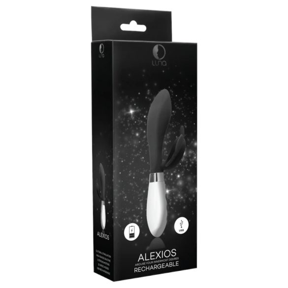 Alexios - vibrator cu fluture și stimulare clitoris - negru