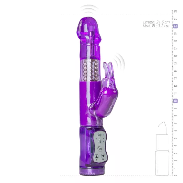 Easytoys Rabbit - vibrator rotativ cu biluțe și braț pentru clitoris - mov
