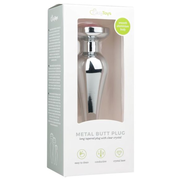 Easytoys - plug anal metalic tip con cu piatră roz - argintiu 3,5cm