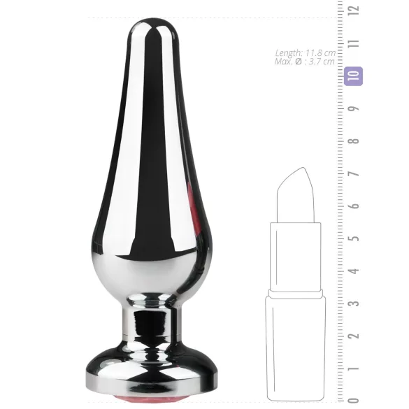 Easytoys - plug anal metalic tip con cu piatră roz - argintiu 3,5cm