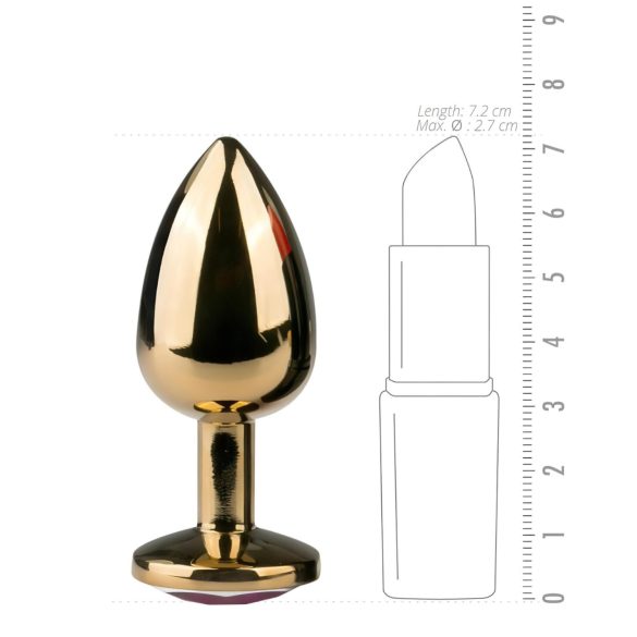 Easytoys - plug anal metalic cu piatră mov - auriu 2,5cm