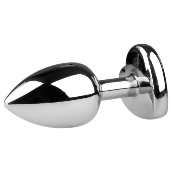 Easytoys - dop anal metalic cu piatră în formă de inimă - argintiu/alb