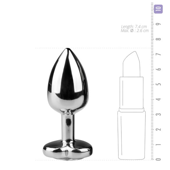 Easytoys - dop anal metalic cu piatră în formă de inimă - argintiu/alb