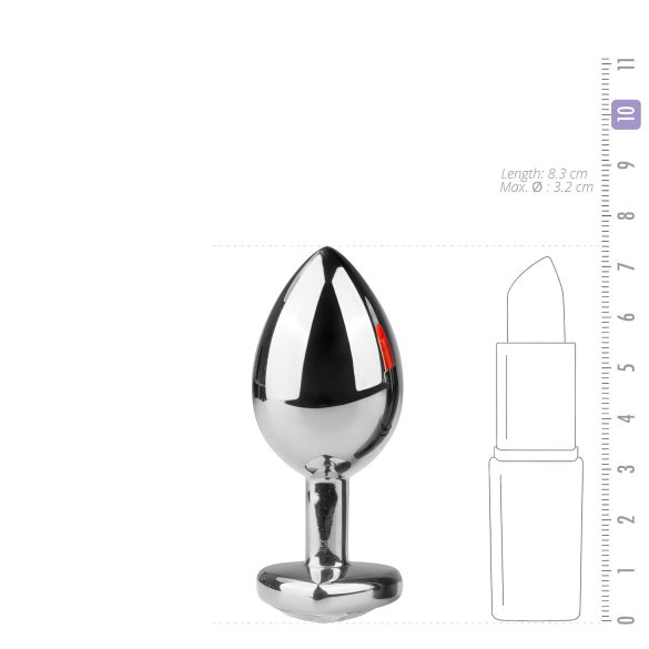 Easytoys - dop anal metalic inimă - piatră albă - argintiu