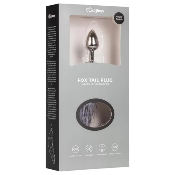 Easytoys Fox NO5 - dop anal metalic cu coadă de vulpe - argintiu