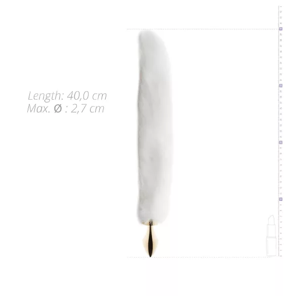 Easytoys - butt plug metalic cu coadă de vulpe - auriu/alb