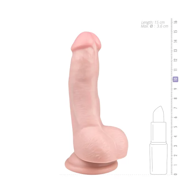 Easytoys - dildo cu ventuză și testicule - 15 cm - culoare naturală