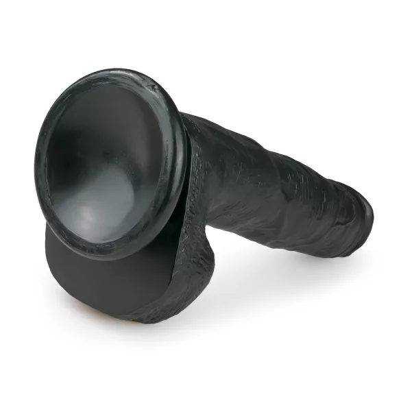 Easytoys - dildo cu ventuză și testicule - 22,5 cm - negru