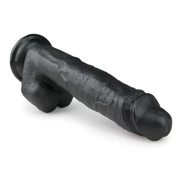 Easytoys - dildo cu ventuză și testicule - mare - 26,5 cm - negru