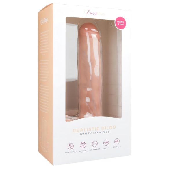 Easytoys - dildo mare cu scrot, ventuză (29,5cm) - natural