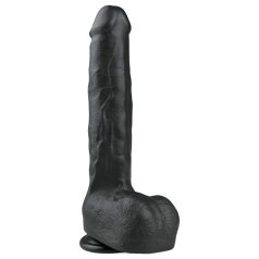   Easytoys - dildo mare cu testicule, ventuză (29,5cm) - negru