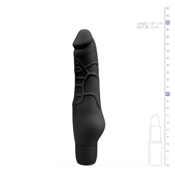 Easytoys - vibrator penis normal cu vibrații - silicon negru